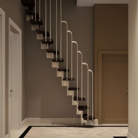 Дизайн лестницы самбо в стиле неоклассика