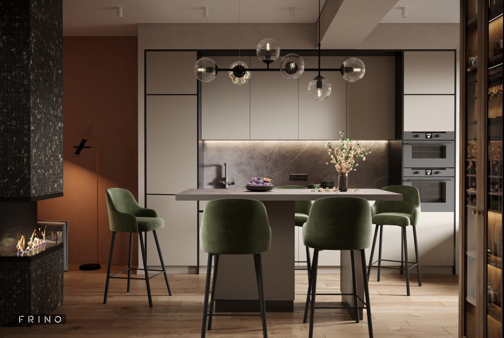 Дизайн интерьера кухни-гостиной в современном стиле. Анна Чигирь