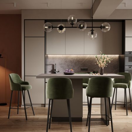 Дизайн интерьера кухни-гостиной в современном стиле. Анна Чигирь