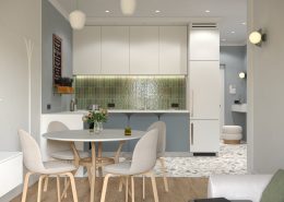 кухонный фартук из зеленой плитки