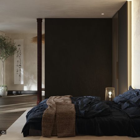 Интерьер спальни в стиле ваби-саби