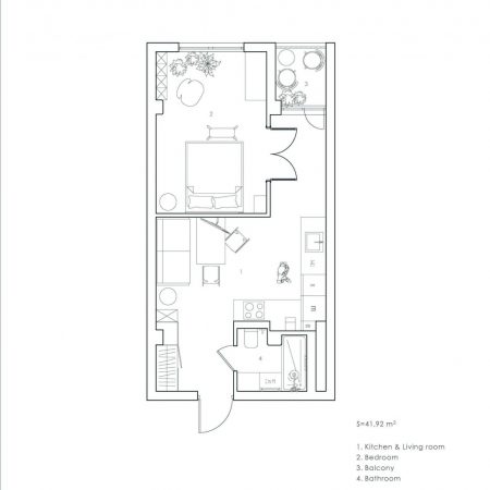 Планировка квартиры студии ПОСЛЕ дизайн проекта