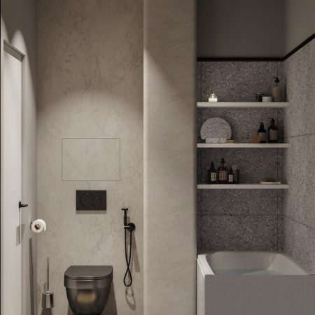 Дизайн интерьера квартиры-студии. Ванная.