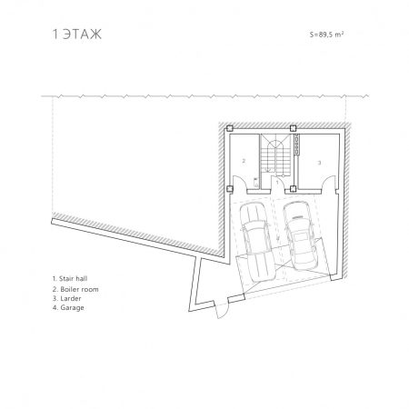План гаража частного дома строенного в дом